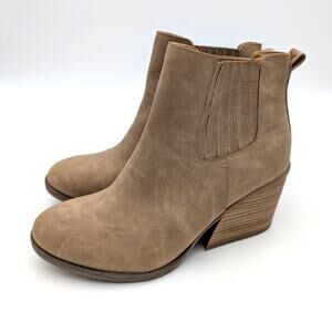 Korks Hadley Block Heel Ankle Bootie Round Toe Women's Natural Size US10M EU42